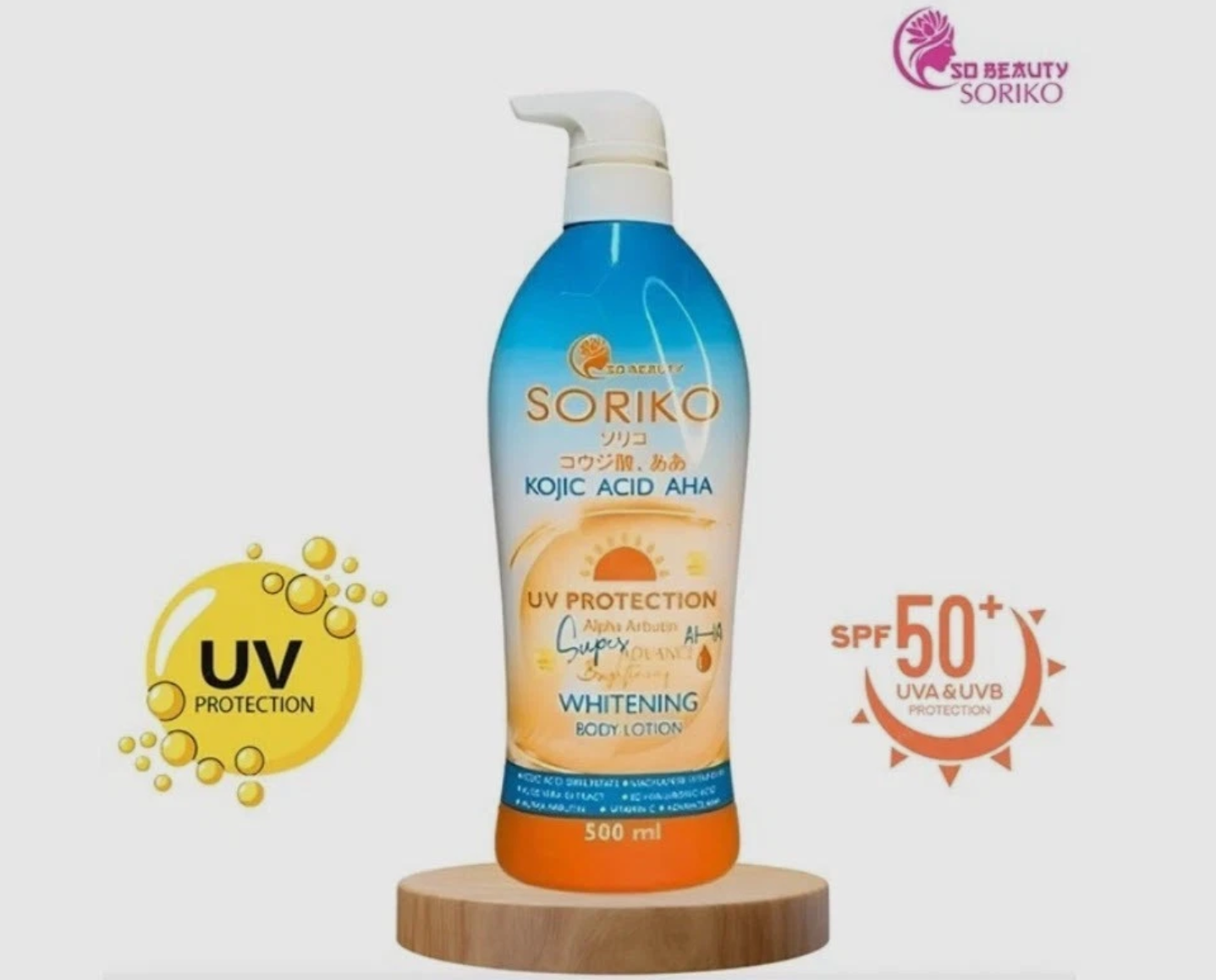 So Beauty Soriko Kojic Acid AHA UV Whitening Body Lotion 500ml